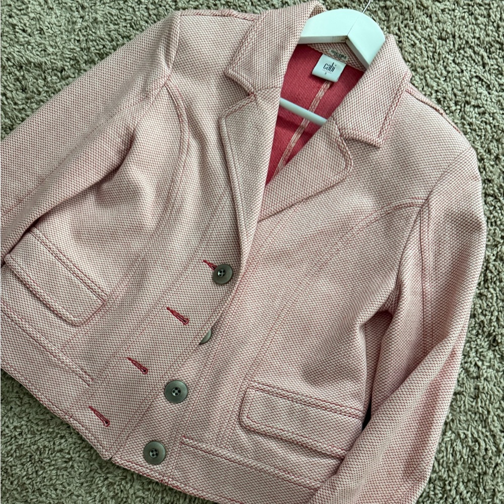 CAbi Blush Pink Textured Woven Blazer Jacket - Picture 5 of 7
